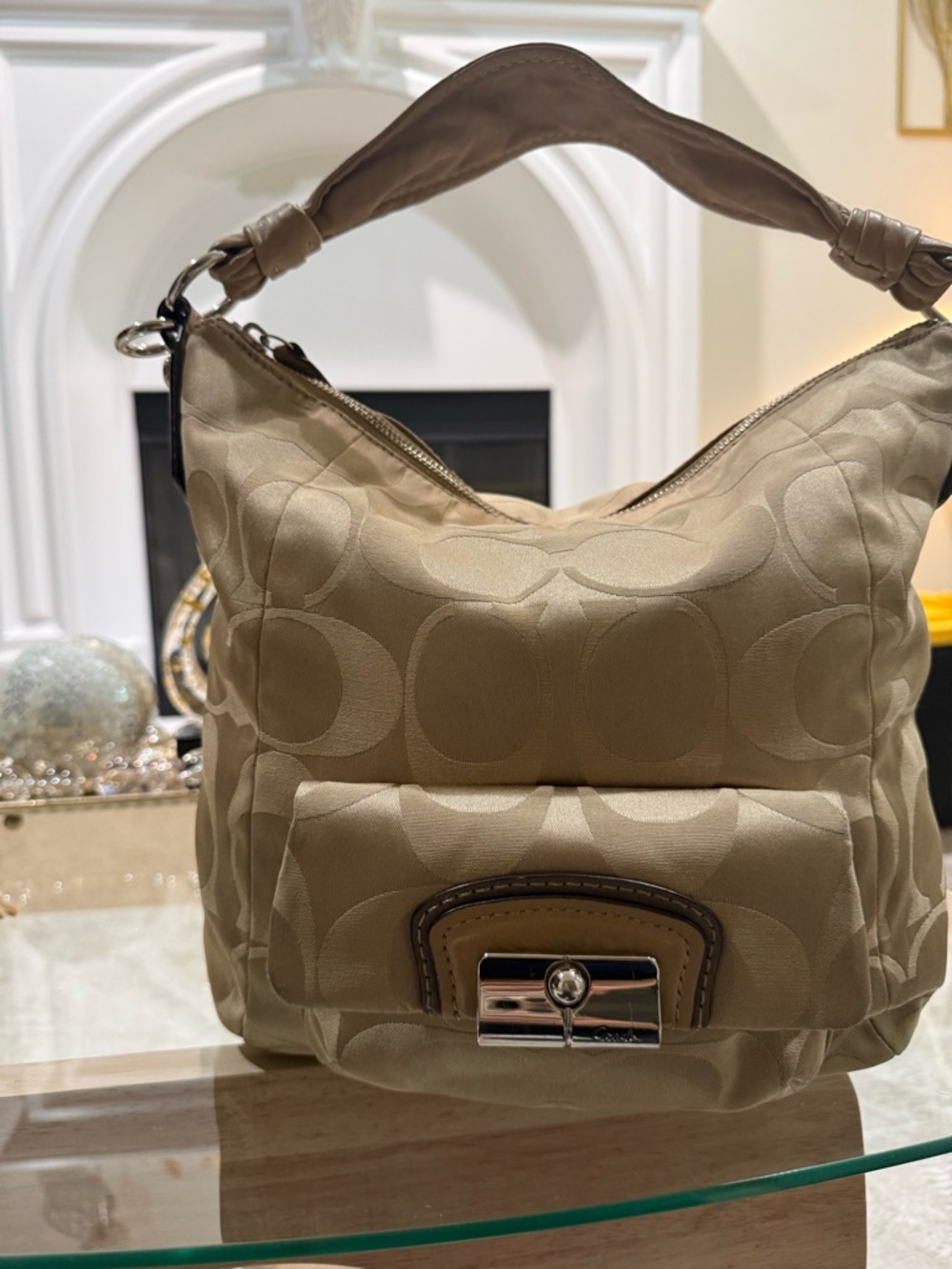 Coach 87 Kristin Khaki Signature Canvas F1068-14904 Hobo Shoulder Bag for Women - Picture 3 of 8